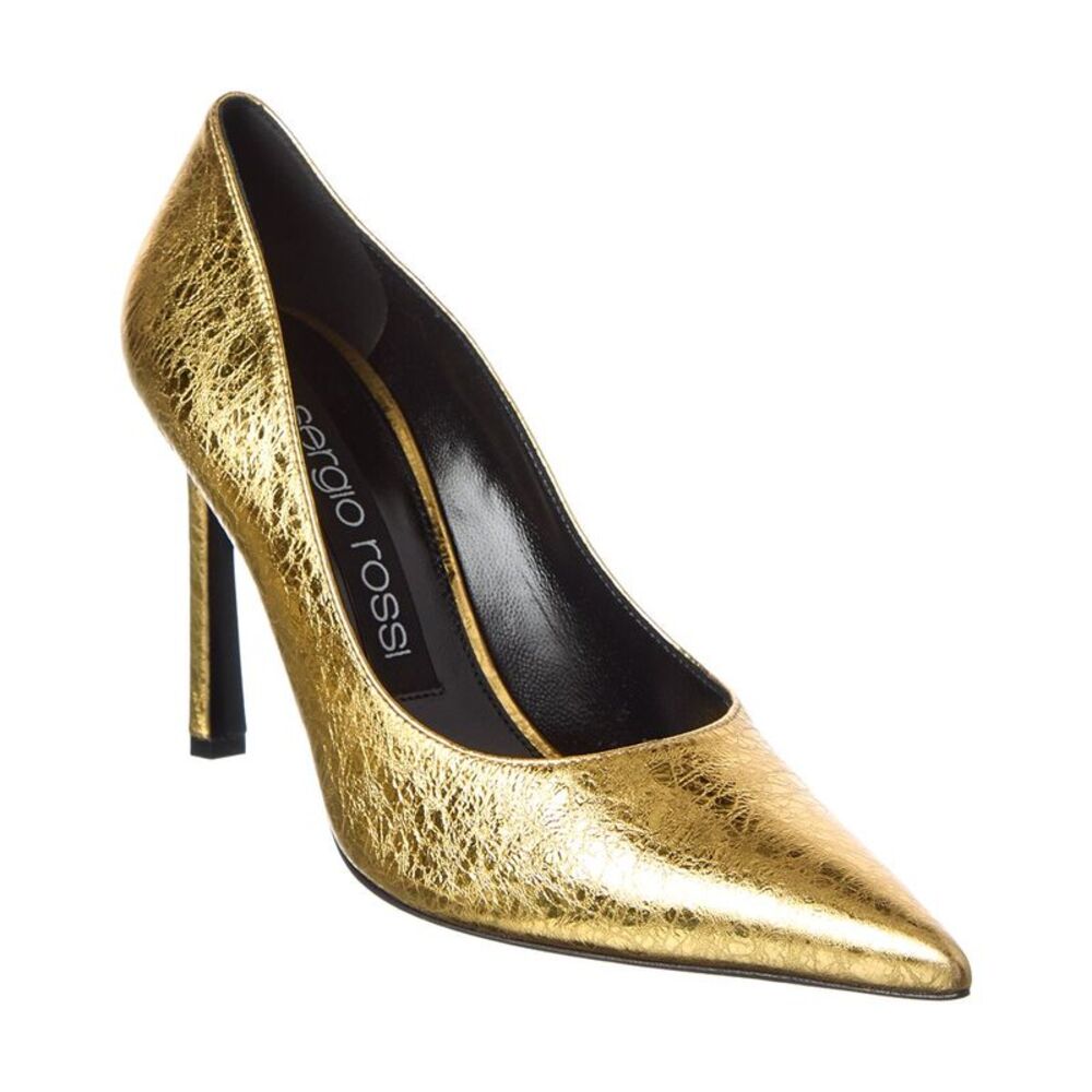 Sergio Rossi Liya 95 Leather Pump, Gold
